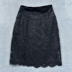 Francine Browner USA Lace Skirt Women 4 Black Midi Vintage Y2K